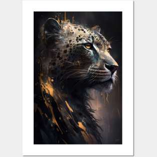Leopard Portrait Animal Nature Wildlife Dark Painting Wild Spirit Posters and Art